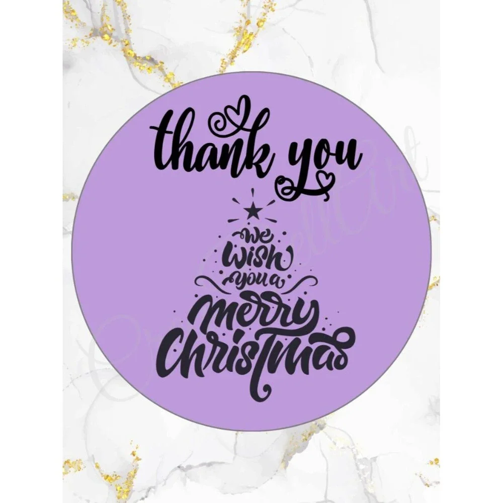 100 Christmas Thank You Stickers –Merry Christmas Tree Design